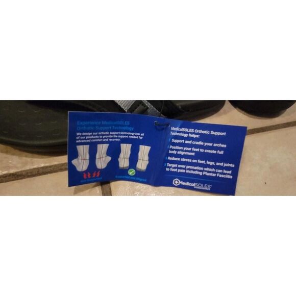 NWTs Women's Orthotic Arch Support Black & Gray Adjustable Flip Flops Sandals - Picture 7 of 7